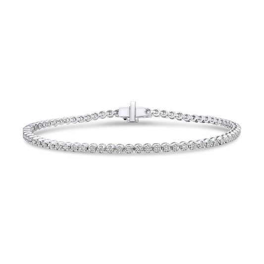 18Wg.Bc.Diamond Claw Line Bracelet