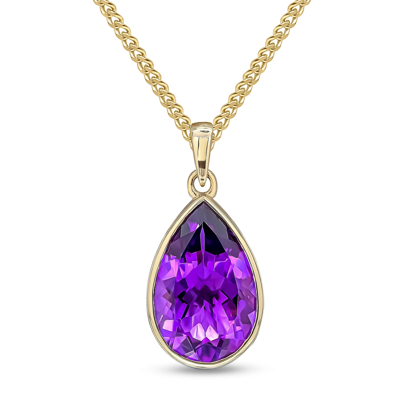 9ct.14X9mm Pear Amethysy Pendant