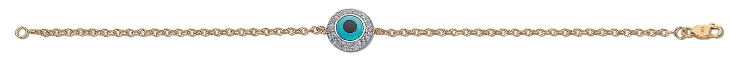 18ct Yellow / White Gold 0.30ct Evil Eye Diamond Bracelet