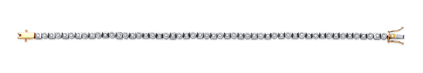 9ct Yellow / White Gold 0.50ct Rubover Diamond Bracelet