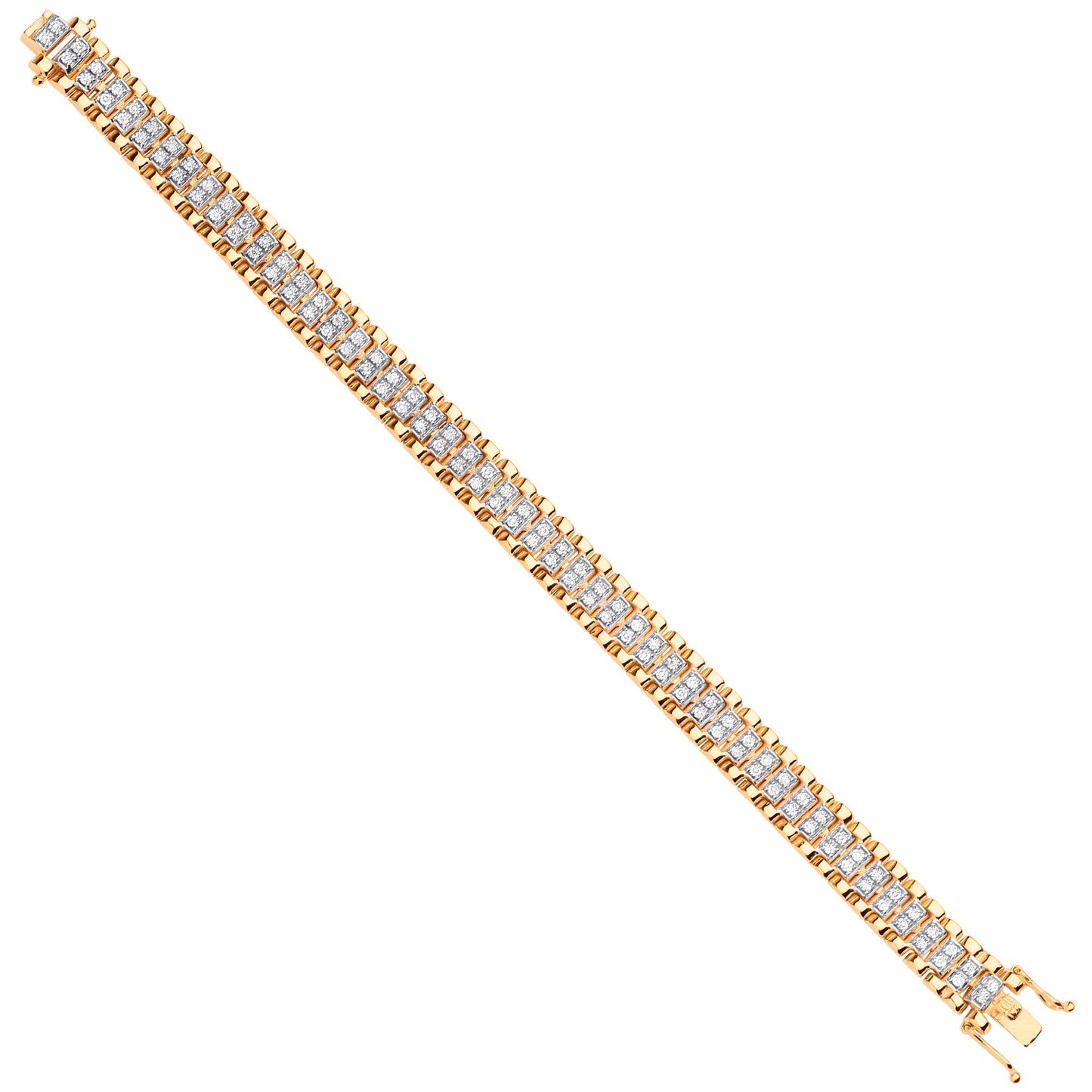 9ct Gold Fancy Link 0.26ct White Diamonds Ladies Bracelet