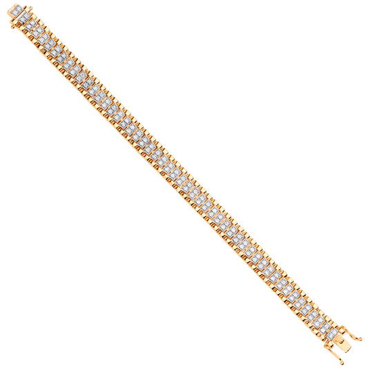 9ct Gold Fancy Link 0.26ct White Diamonds Ladies Bracelet