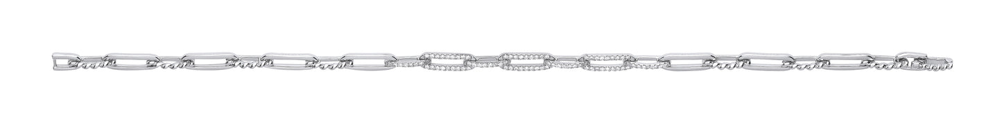 9ct White gold 0.42ct Curb bracelet