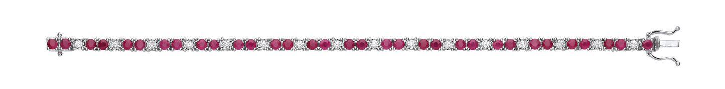 18ct White Gold 0.80ct Diamond & 5.00ct Ruby Bracelet