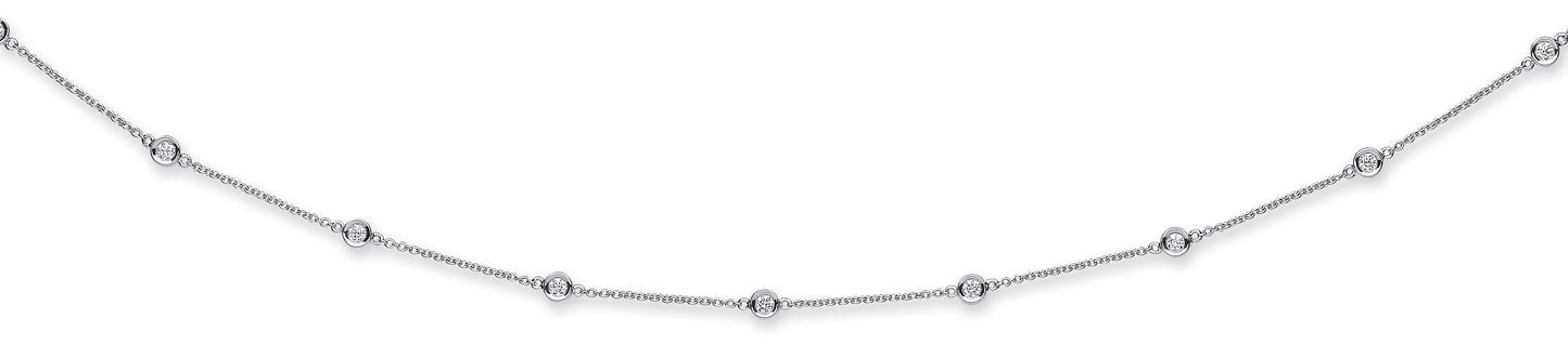 18ct White Gold 1.00ct Diamond by the yard Necklace (18in/45cm)