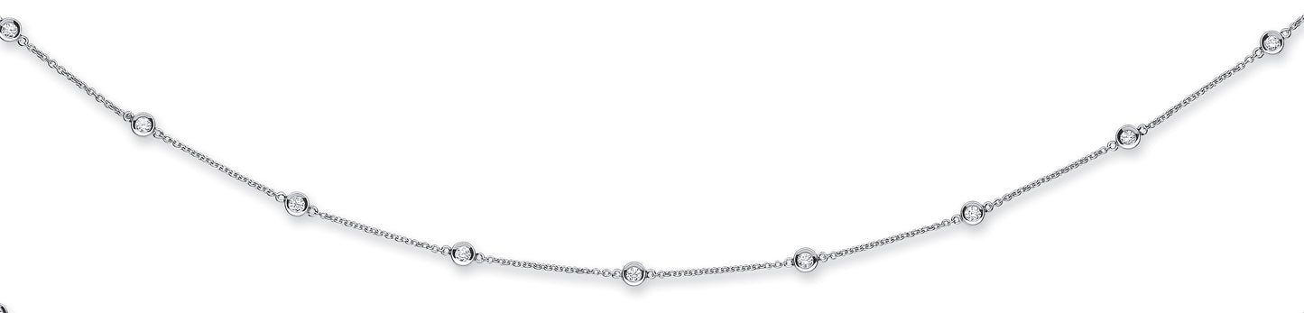 18ct White Gold 2.00ct Diamond by the yard Necklace(36in/91cm)