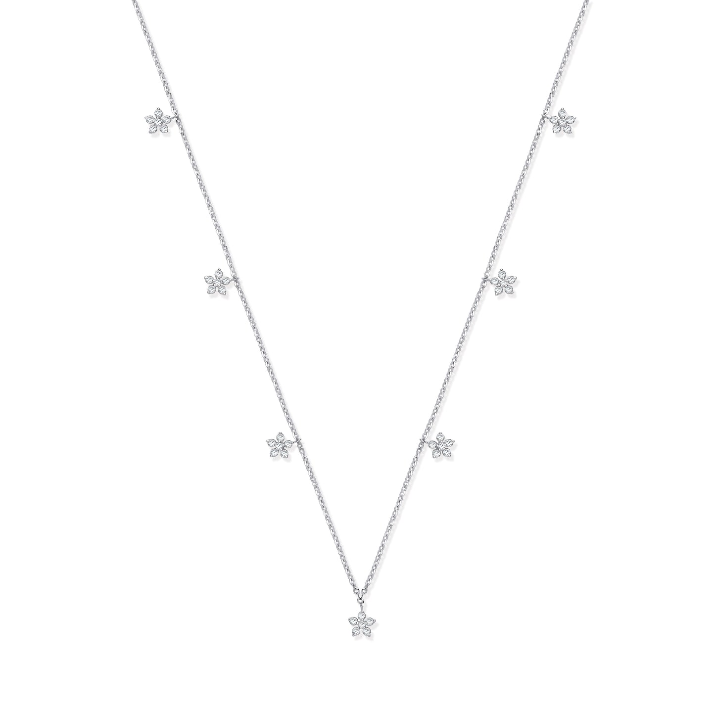 9ct WG 0.27ct White 7 Florets Pendant Chain
