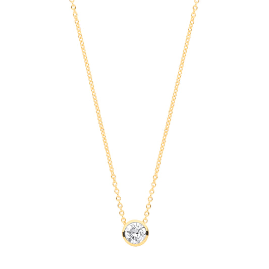 18ct gold 0.25ct White G-SI Rubover Diamond Pendant 18inch/45cm chain
