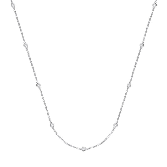 9ct White Gold 0.50ct Diamond by the yard Necklace (18in/45cm)