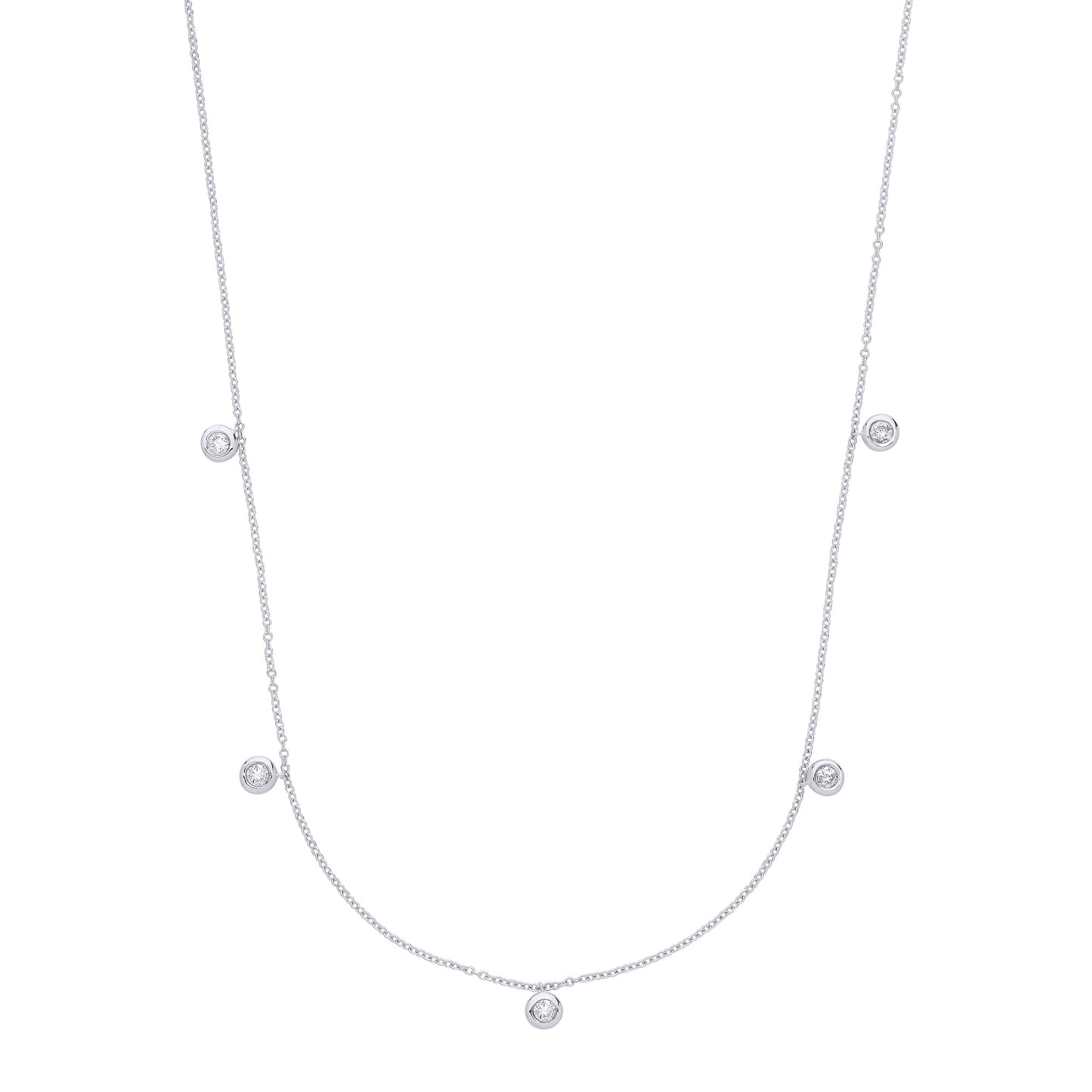 9ct White Gold Rub-Over 0.25ct White Diamond Chain