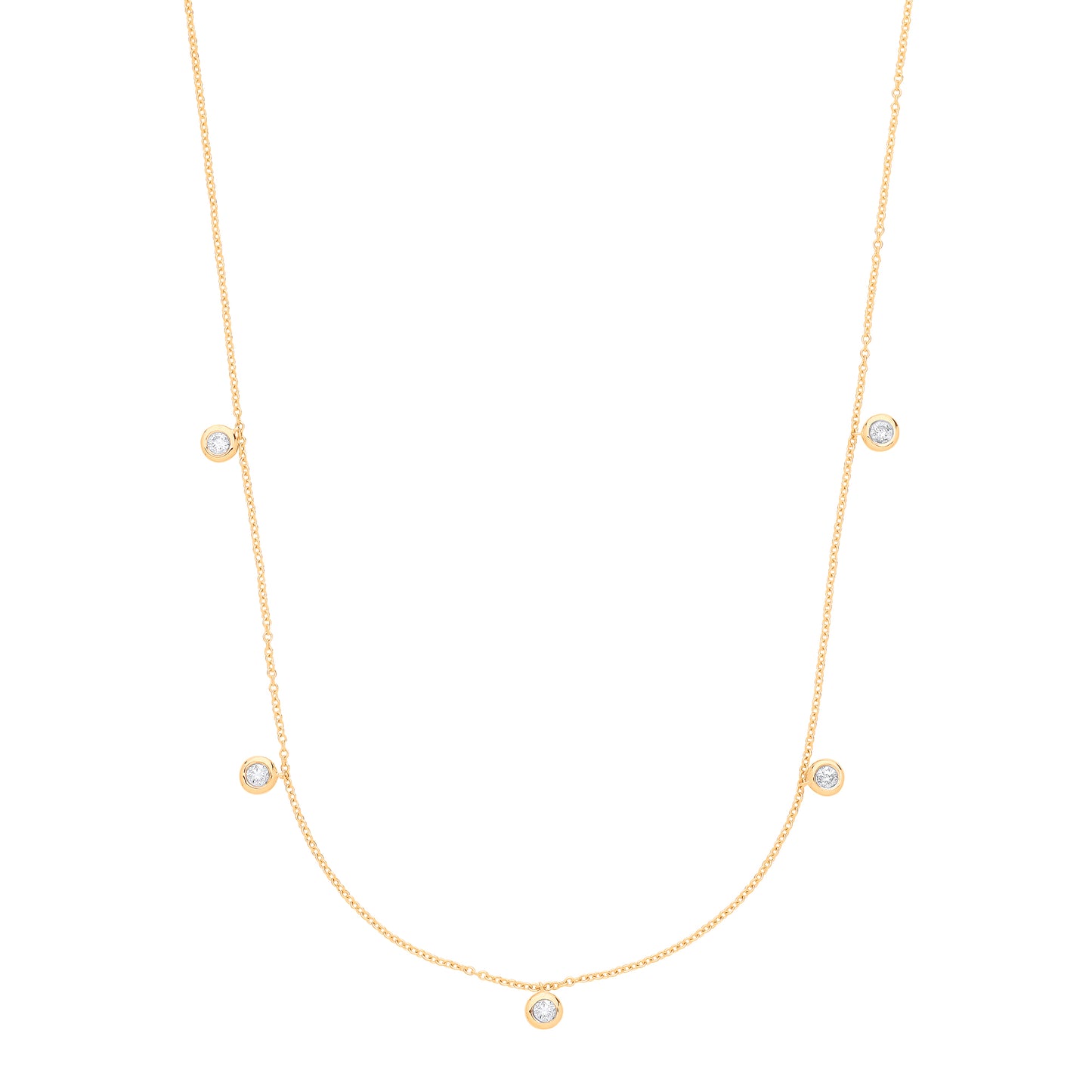 9ct Gold Rub-Over 0.25ct White Diamond Chain