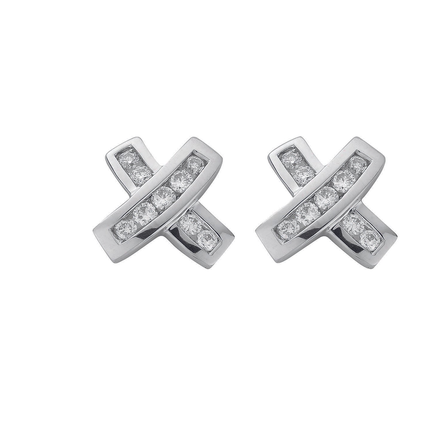 9ct White Gold 0.50ct Diamond Kiss Stud Earrings