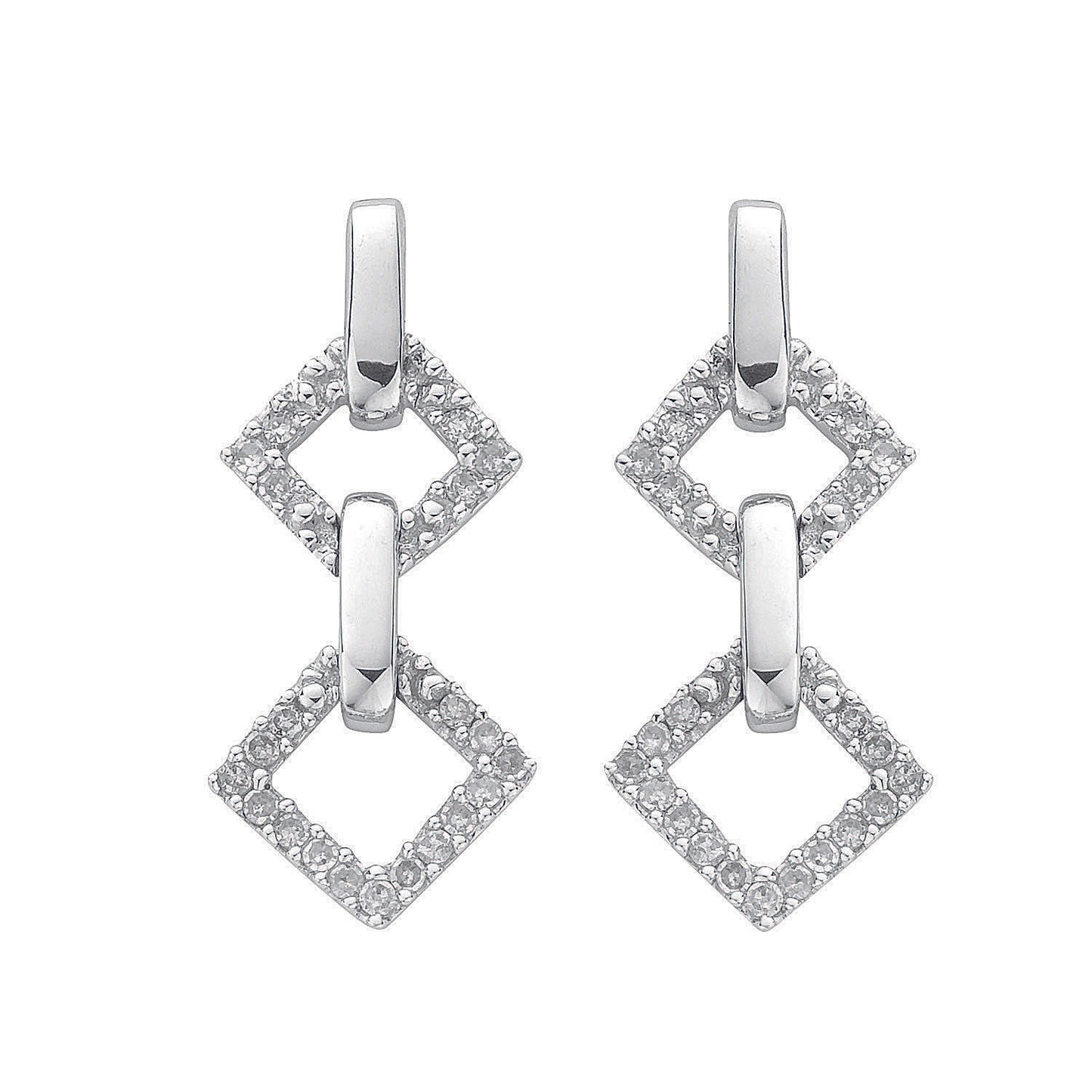 9ct White Gold 0.26ct Diamond Drop Earrings