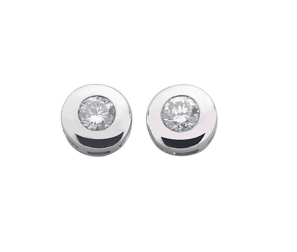 9ct White Gold 0.40ct Rubover Set Diamond Stud Earrings
