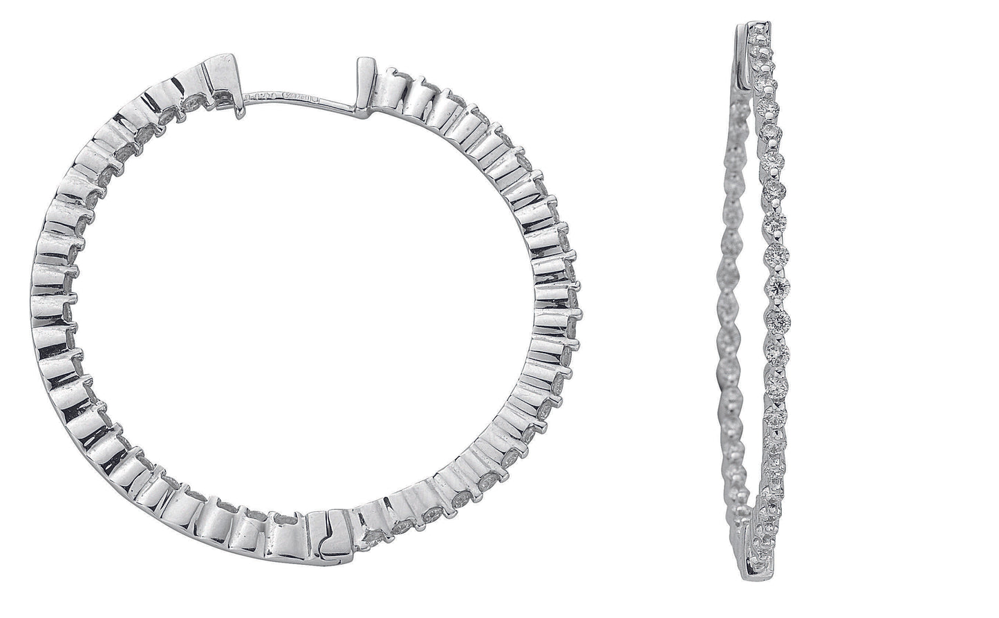 18ct White Gold 1.20ct Diamond Hoop Earrings