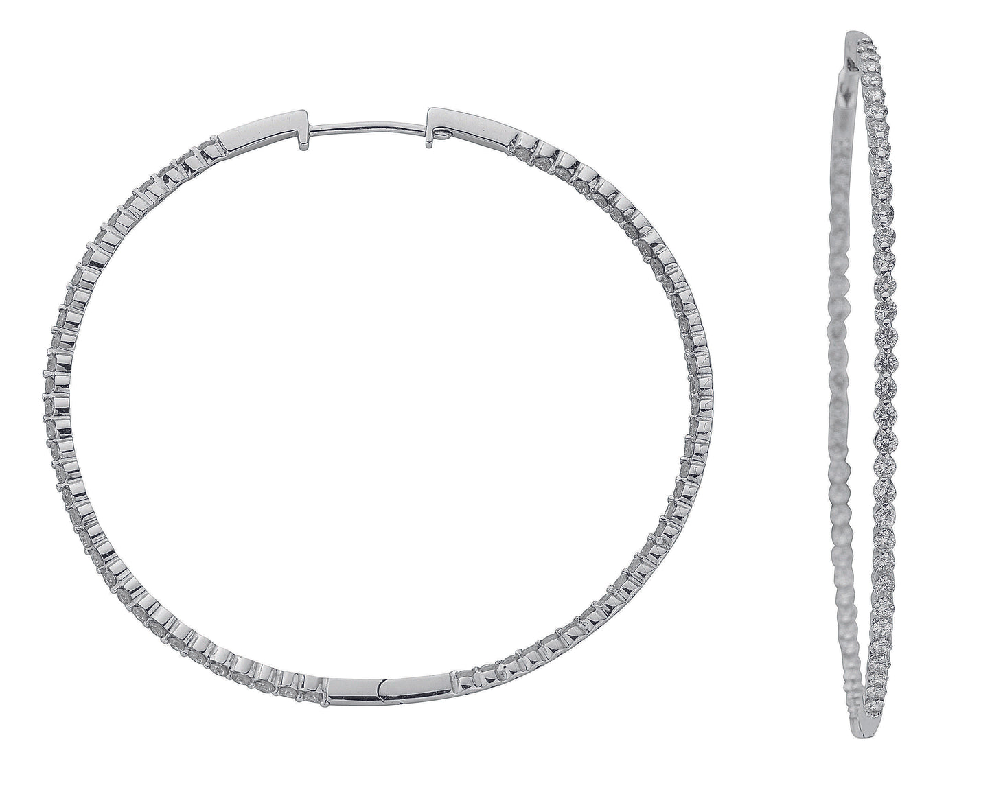 18ct White Gold 2.20ct Diamond Hoop Earrings