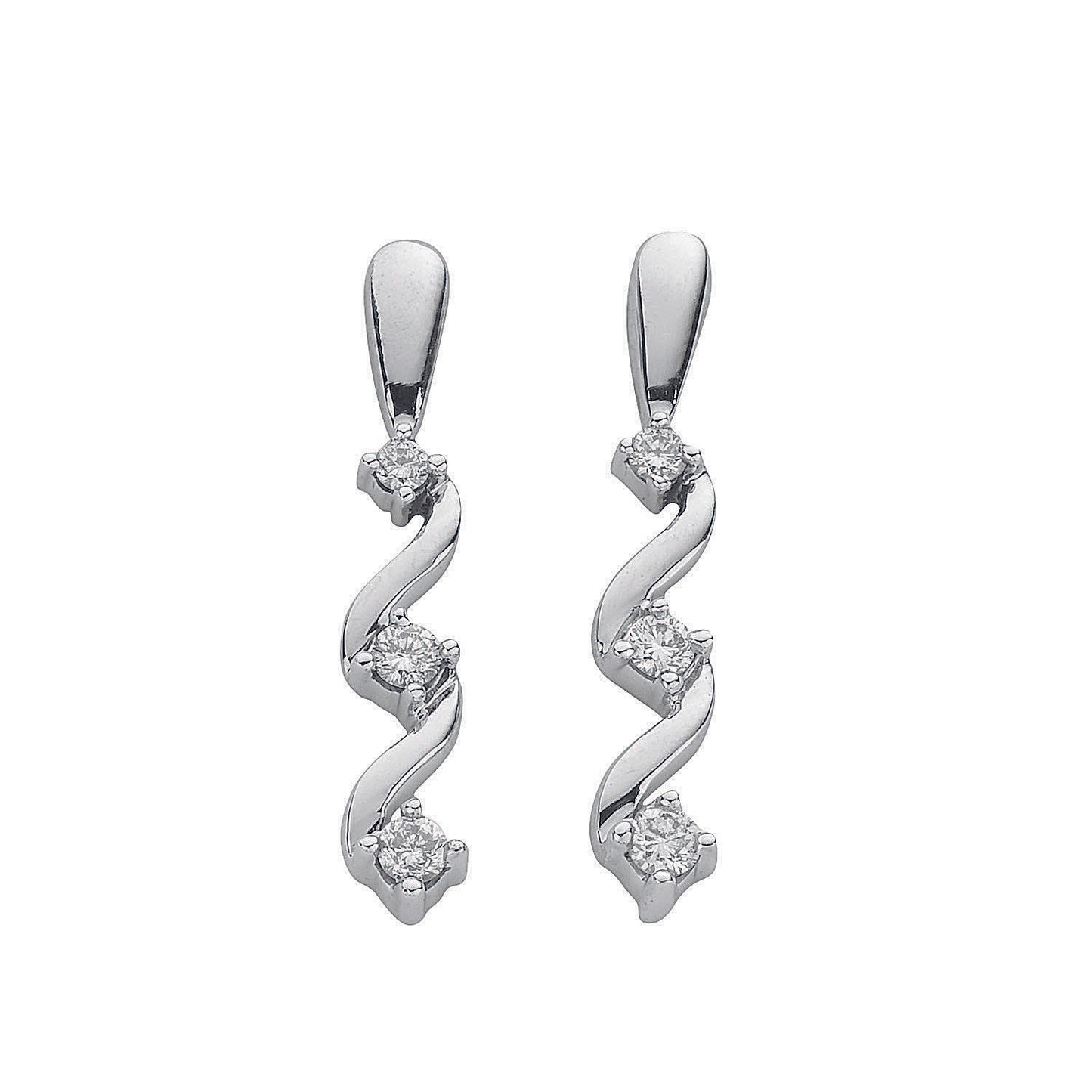 9ct White Gold 0.25ct Diamond Drop Earrings