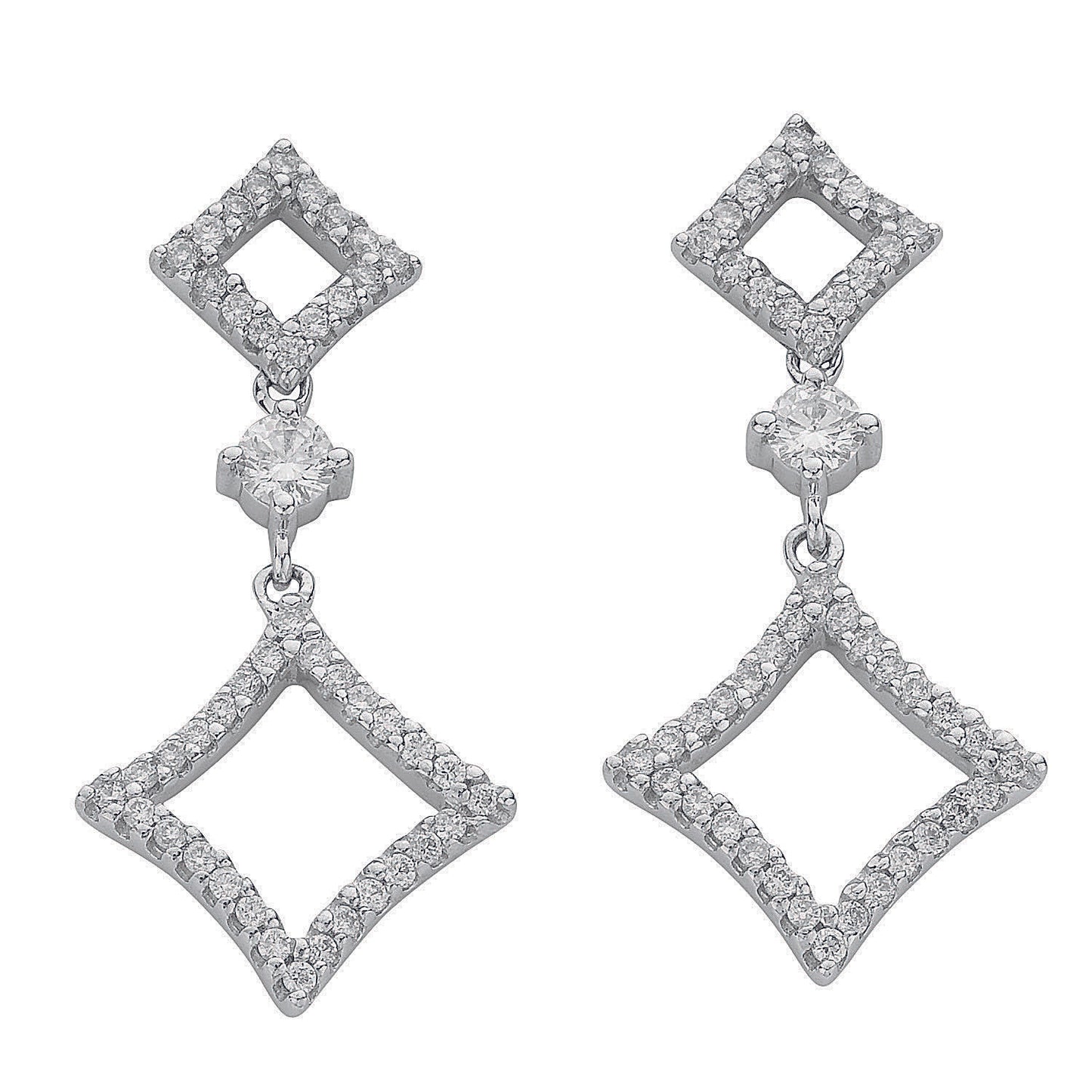 18ct White Gold 0.78ct Diamond Drop Earrings
