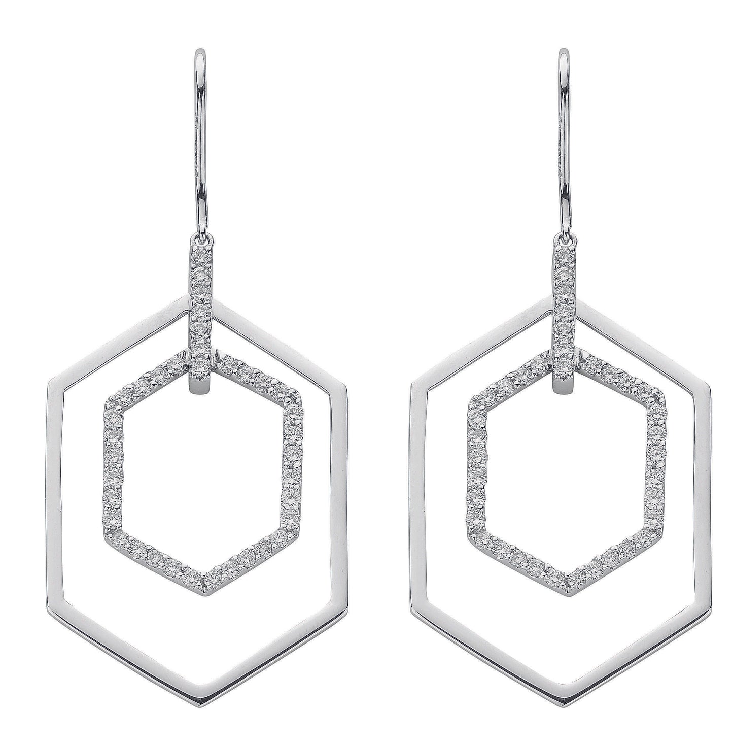 18ct White Gold 1.00ct Diamond Drop Earrings