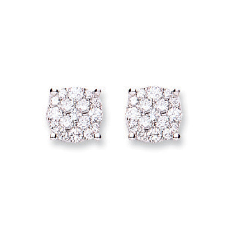 18ct White Gold 0.50ct Cluster Diamond Studs