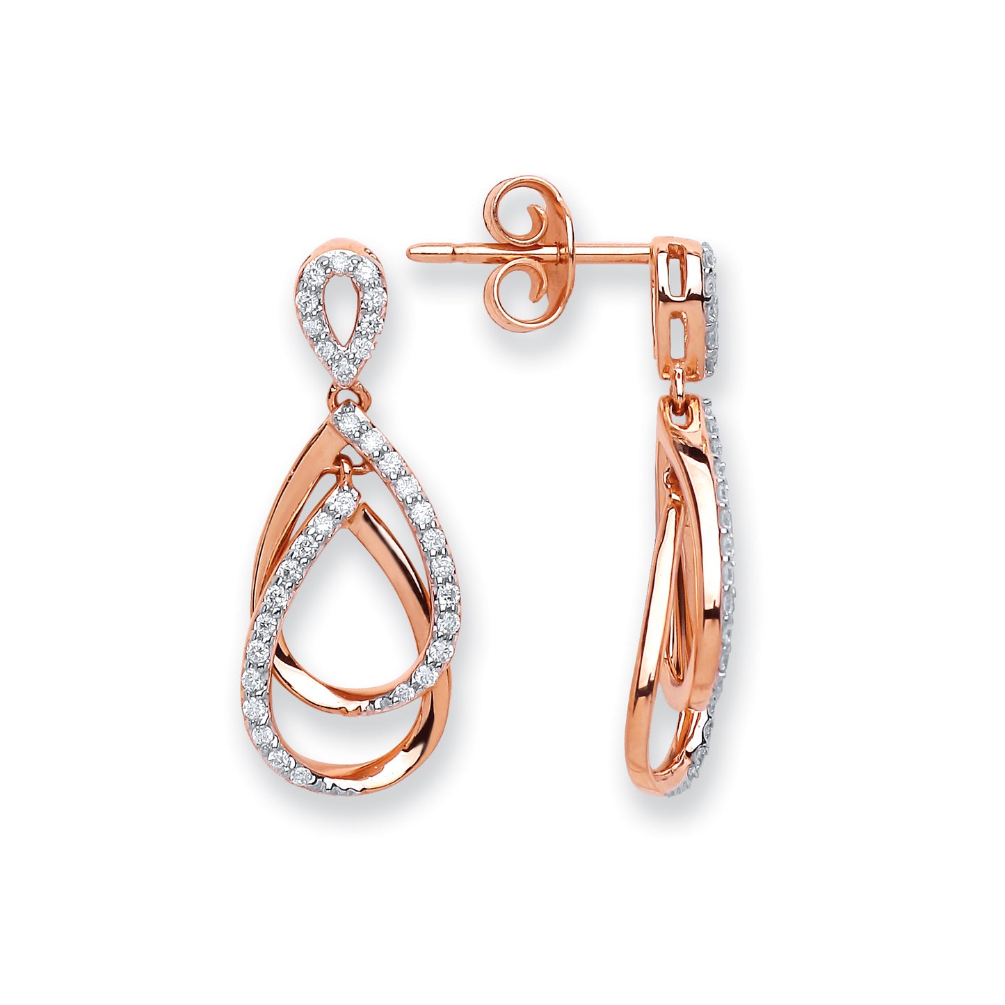 18ct Rose Gold 0.30ct Dia Drop Earrings