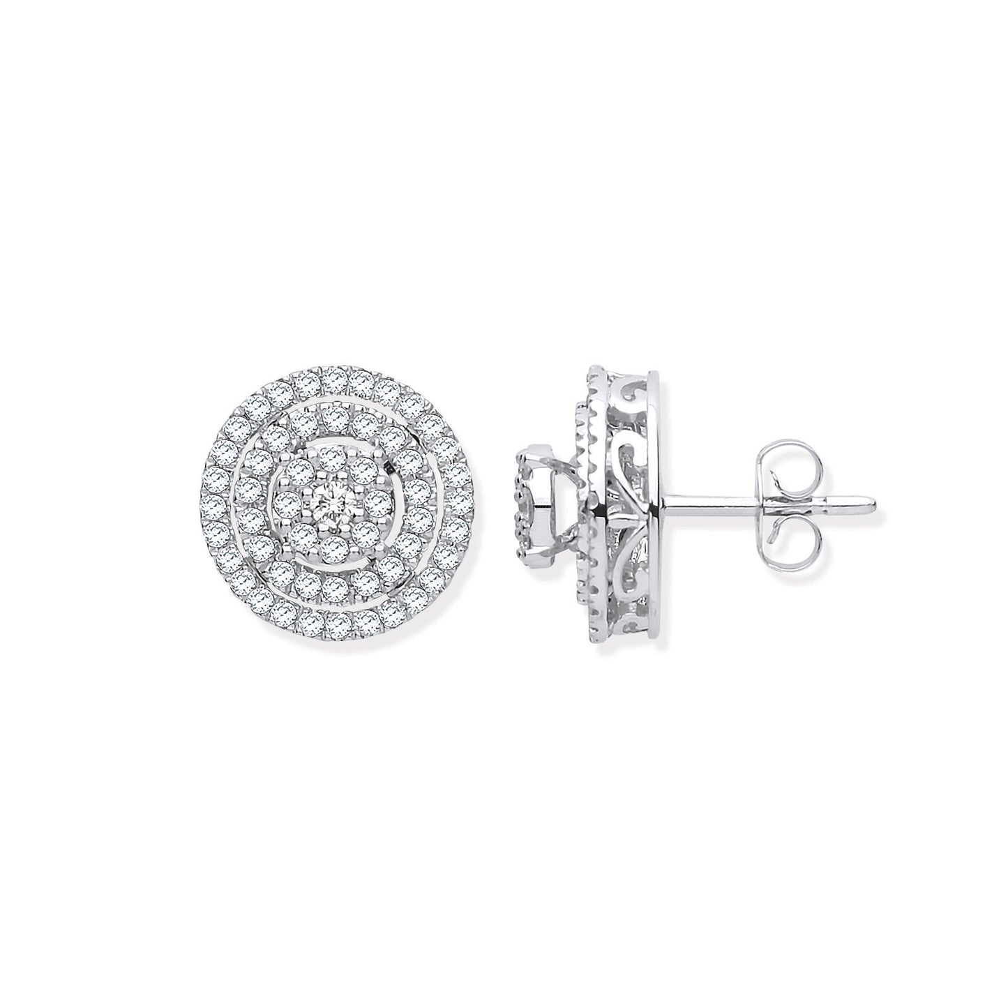 18ct White Gold Multi Circles 0.70ct White Diamond Stud Earrings