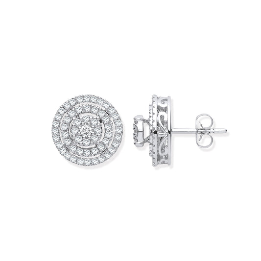 18ct White Gold Multi Circles 0.70ct White Diamond Stud Earrings