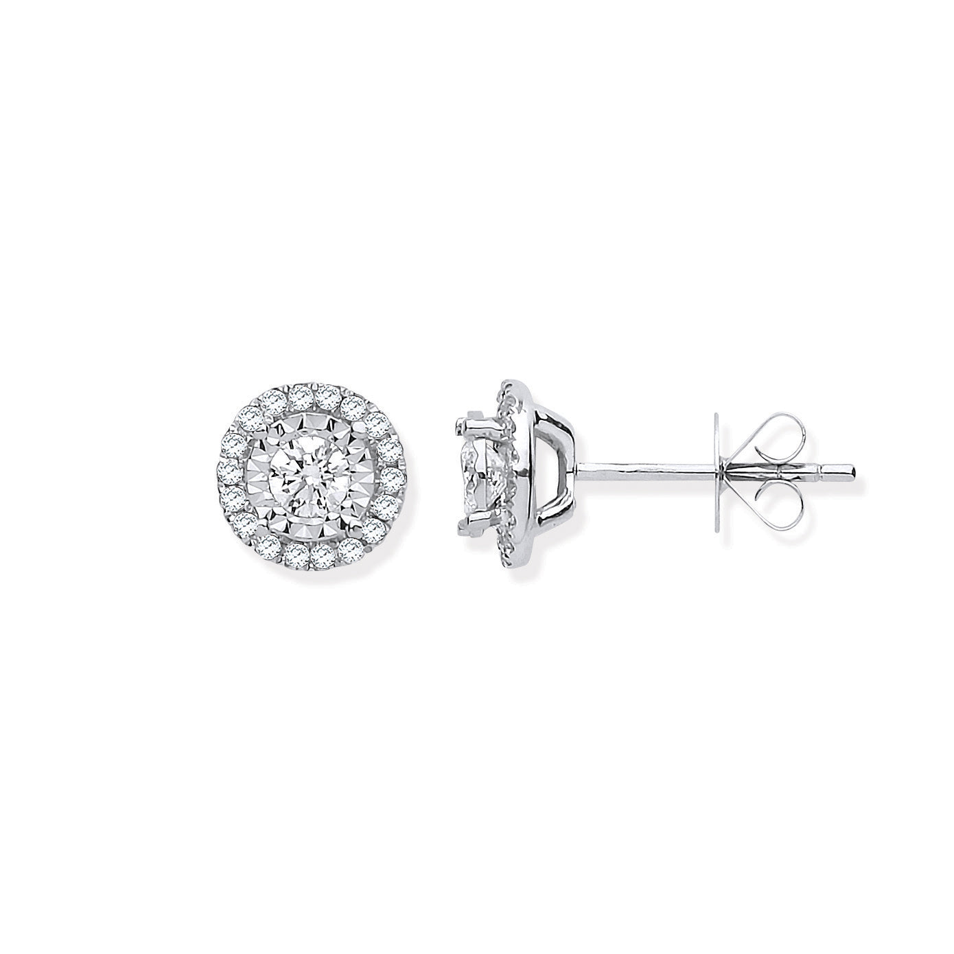 18ct White Gold Halo 0.50ct White Diamond Studs