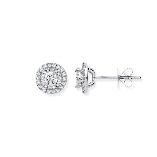 18ct White Gold Halo 0.50ct White Diamond Studs