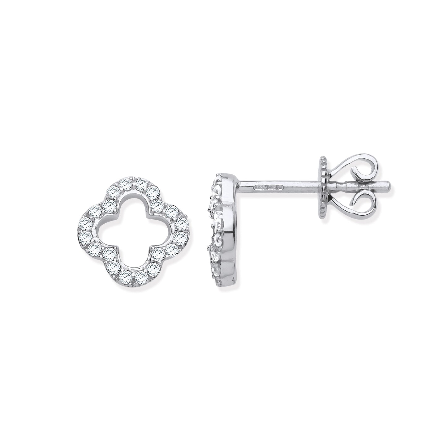 9ct WG 0.19ct White Four-Leaf clover Diamond Studs