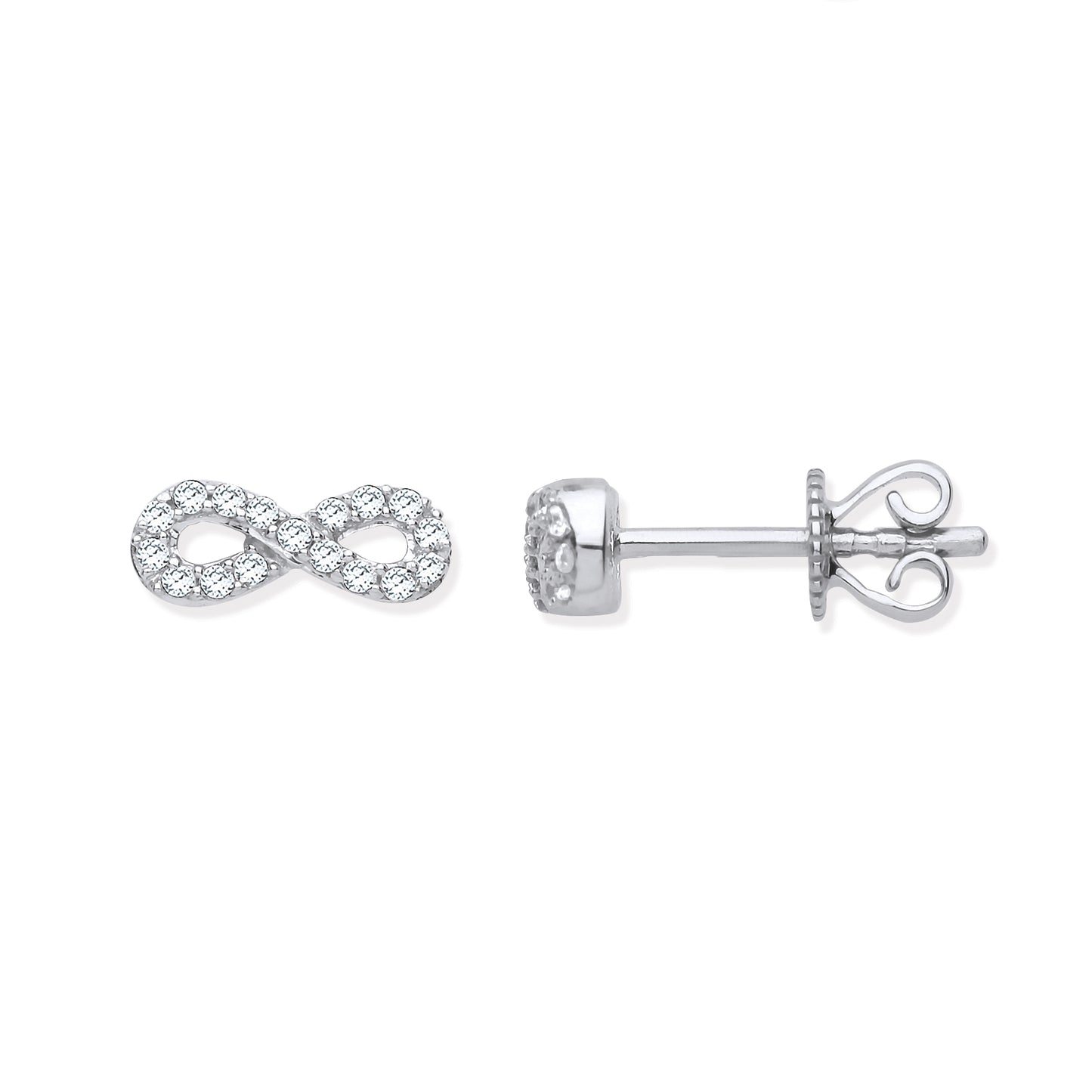 9ct White Gold Infinity 0.15ct White Diamond Studs