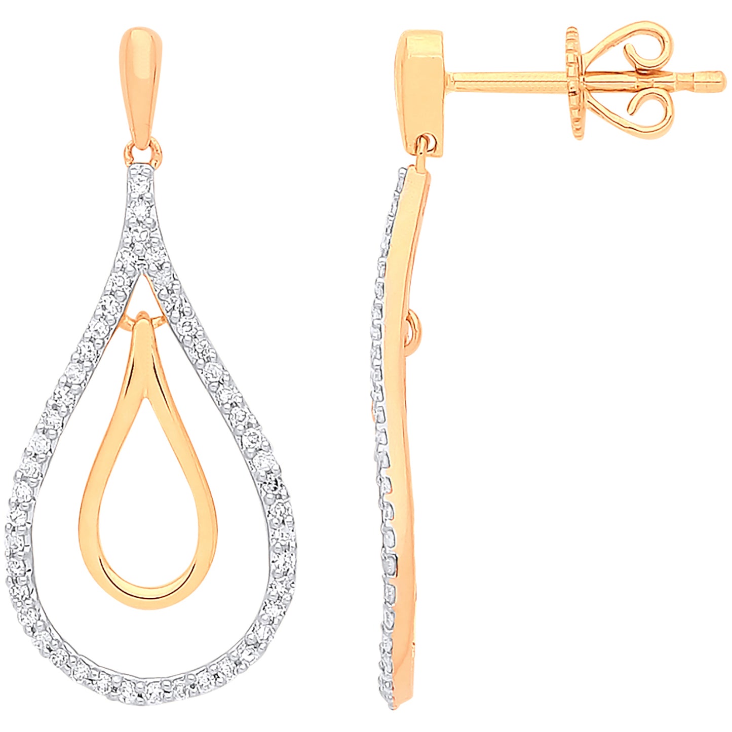 9ct Gold 0.25ct Diamond Drop Earrings