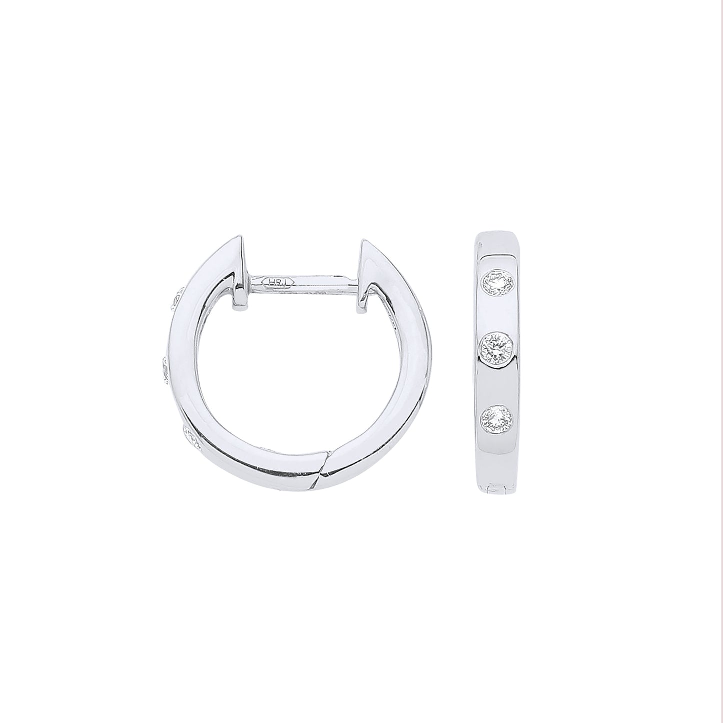 9ct White Gold 0.08ct Rubover Huggies