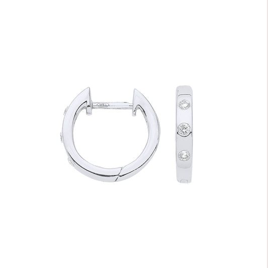 9ct White Gold 0.08ct Rubover Huggies