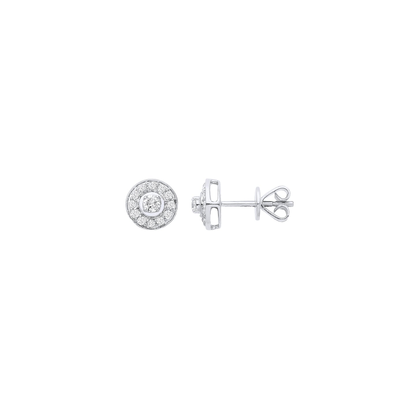18ct White Gold Halo 0.24ct White Diamond Studs