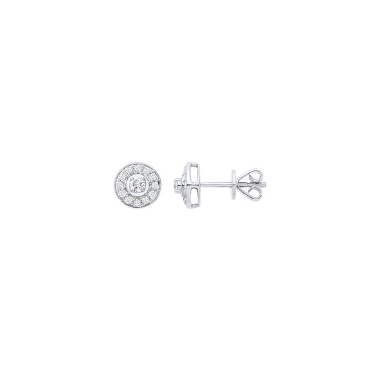 18ct White Gold Halo 0.24ct White Diamond Studs