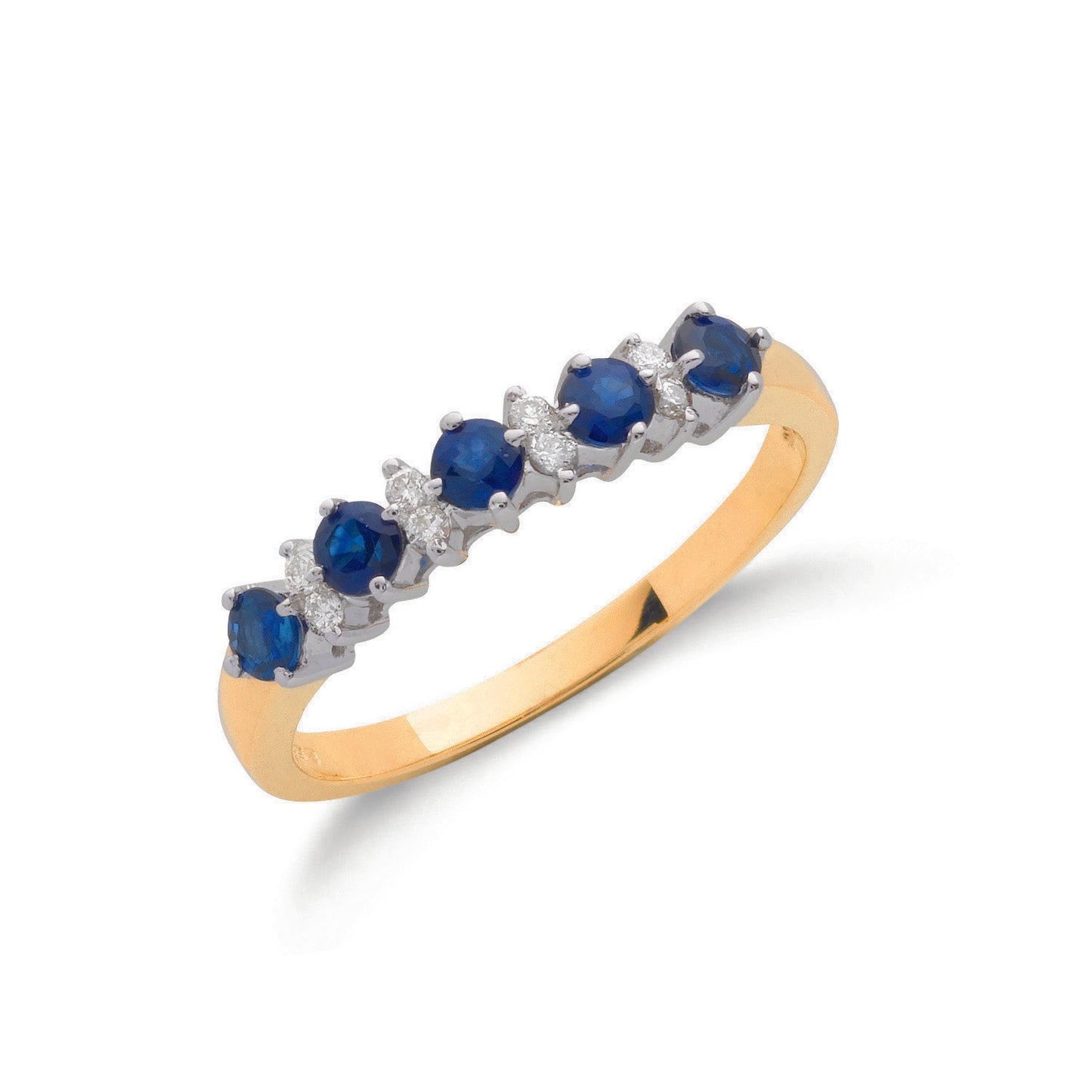 9ct Gold 0.12ct Diamond & 0.65ct Blue Sapphire Eternity Ring