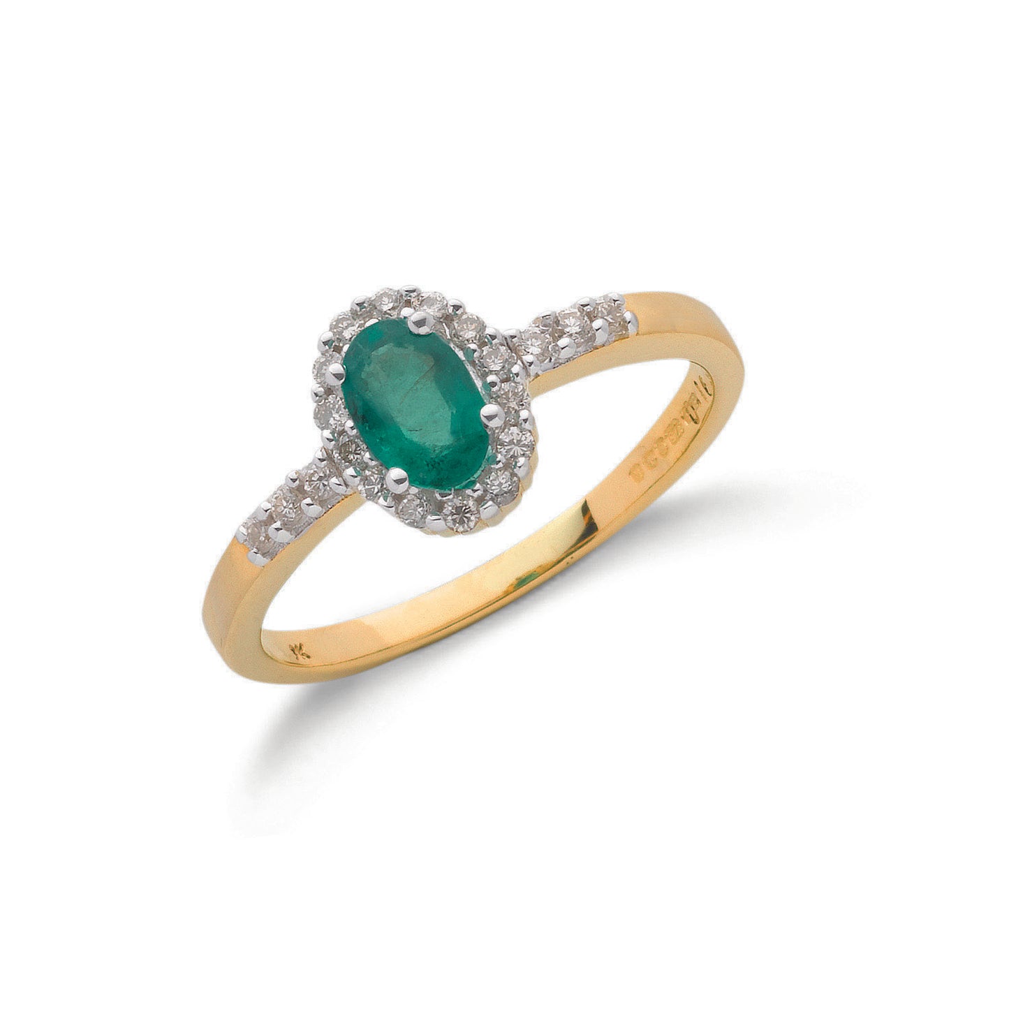 9ct Gold 0.16ct Diamond & 0.45ct Emerald Cluster Ring