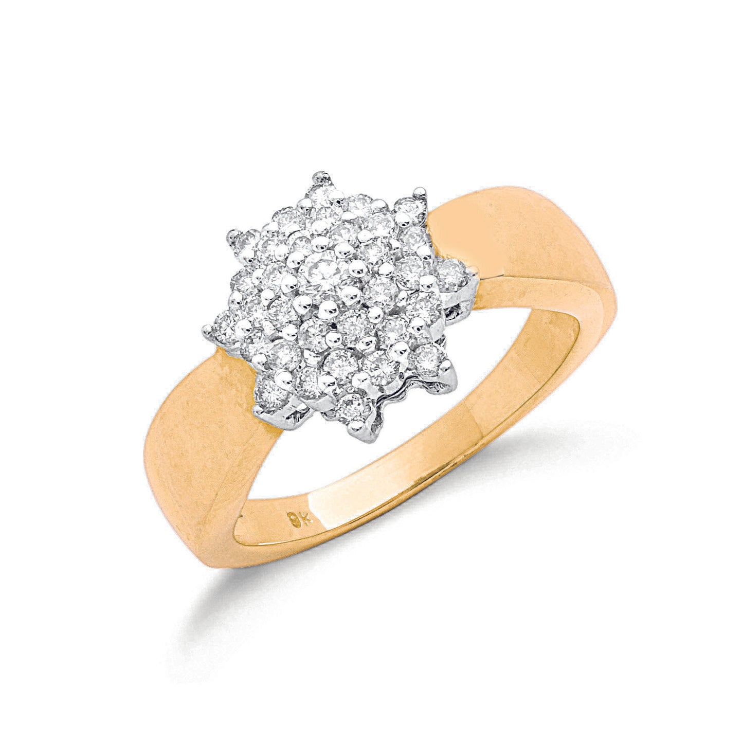 9ct Gold 0.50ct Diamond Cluster Ring