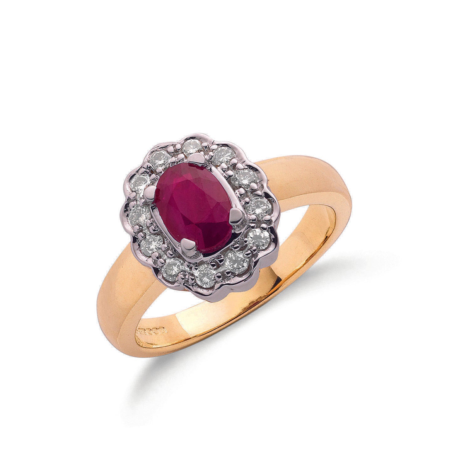 9ct Gold 0.25ct Diamond & 1.00ct Ruby Cluster Ring