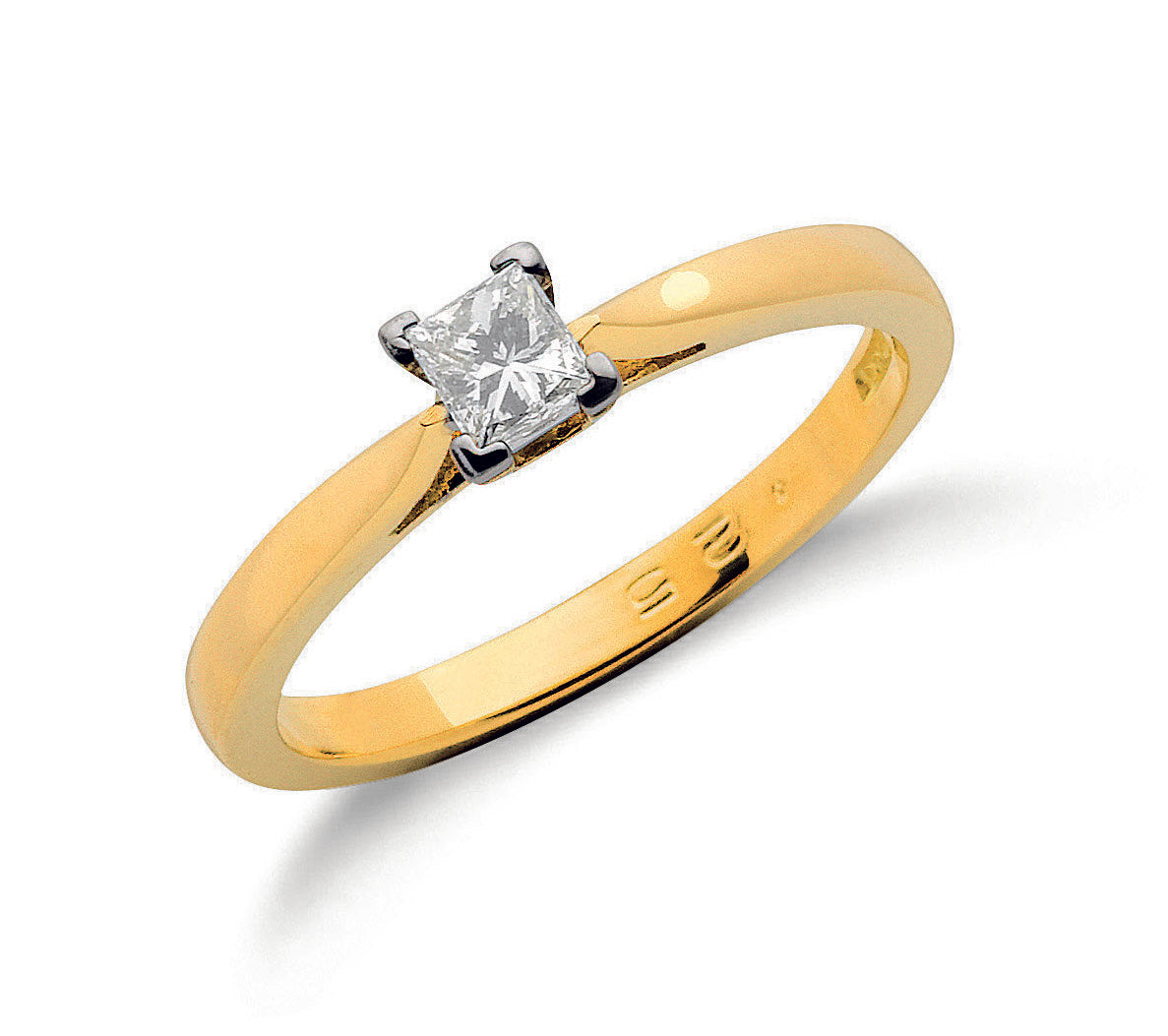 18ct Gold 0.25ct Princess Cut Diamond Engagement Ring
