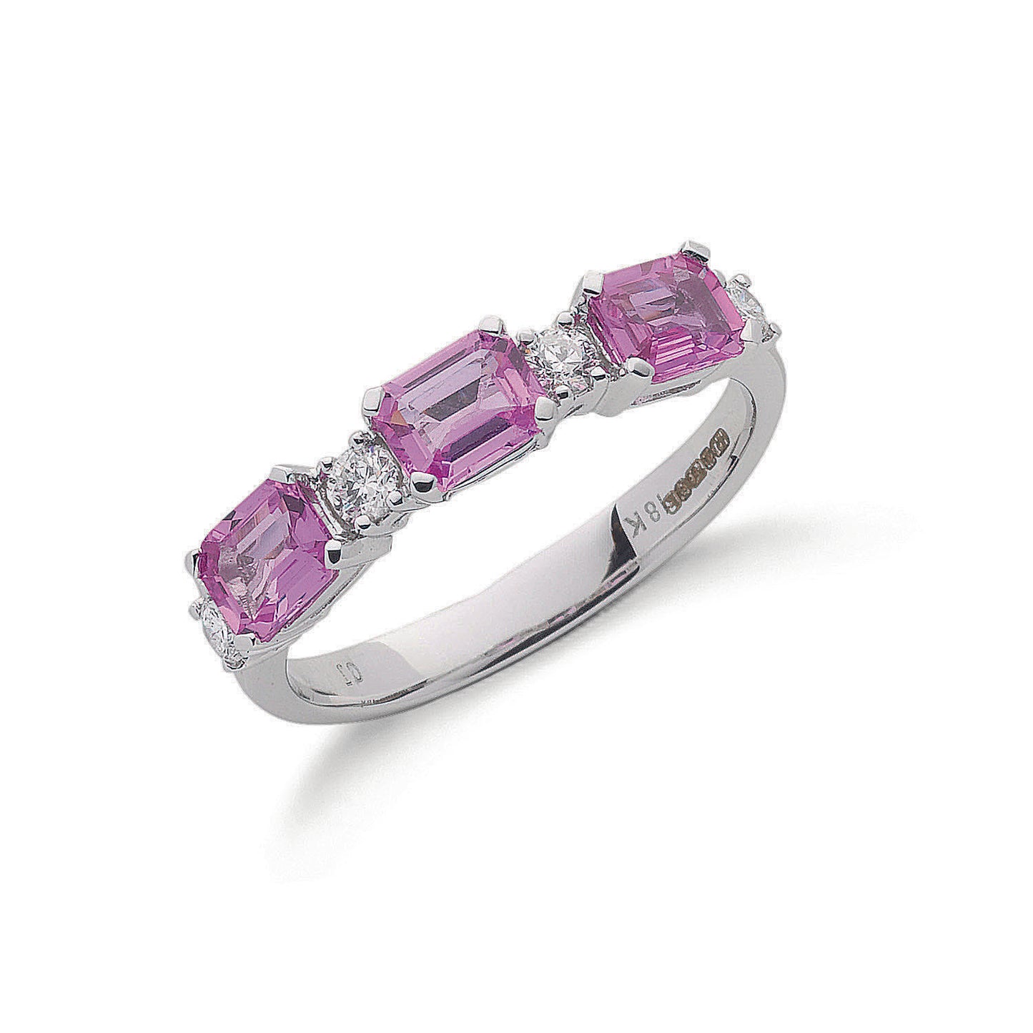 18ct White Gold Diamond & Pink Sapphire Ring