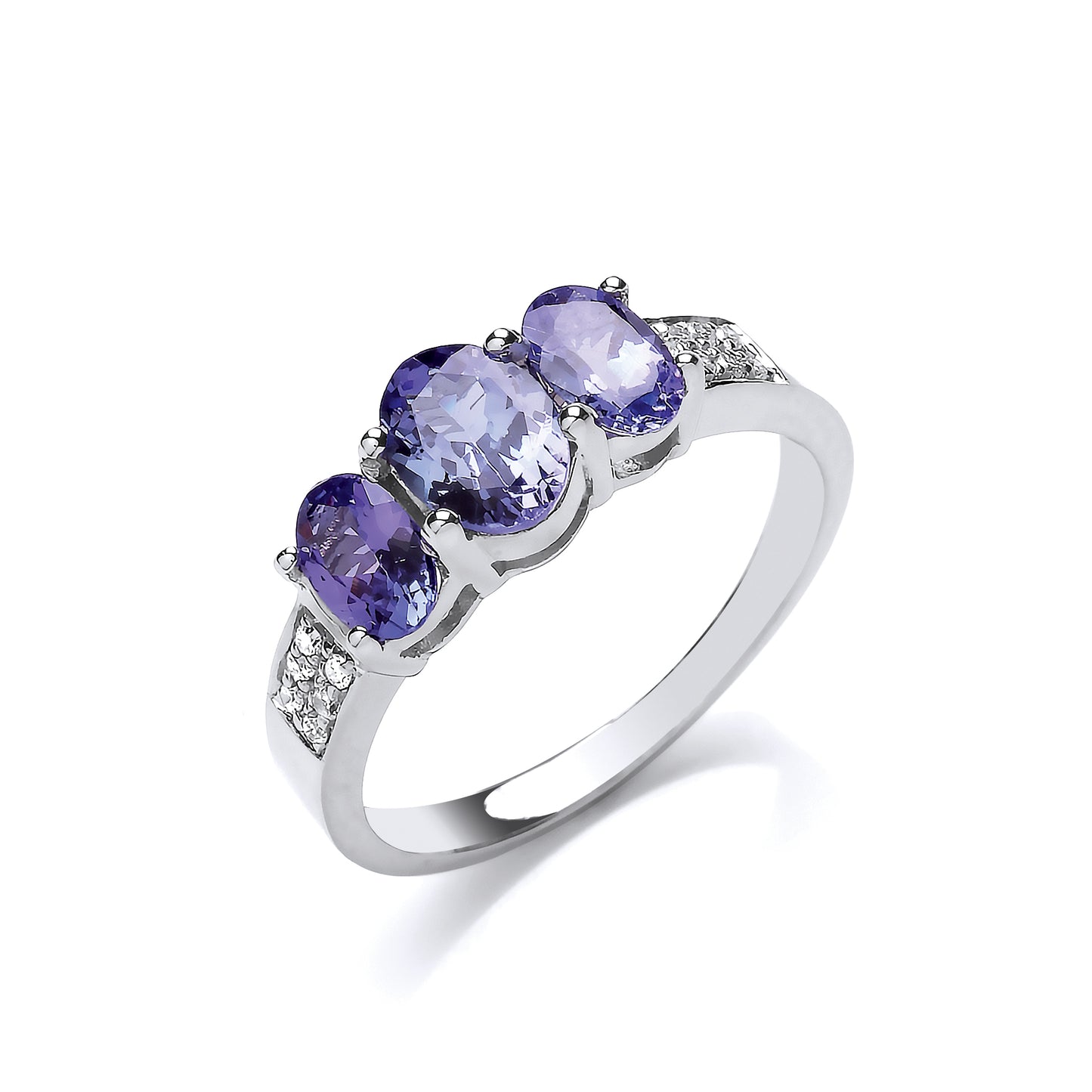 9ct White Gold 0.06ct Diamond & 1.03ct Tanzanite Ring