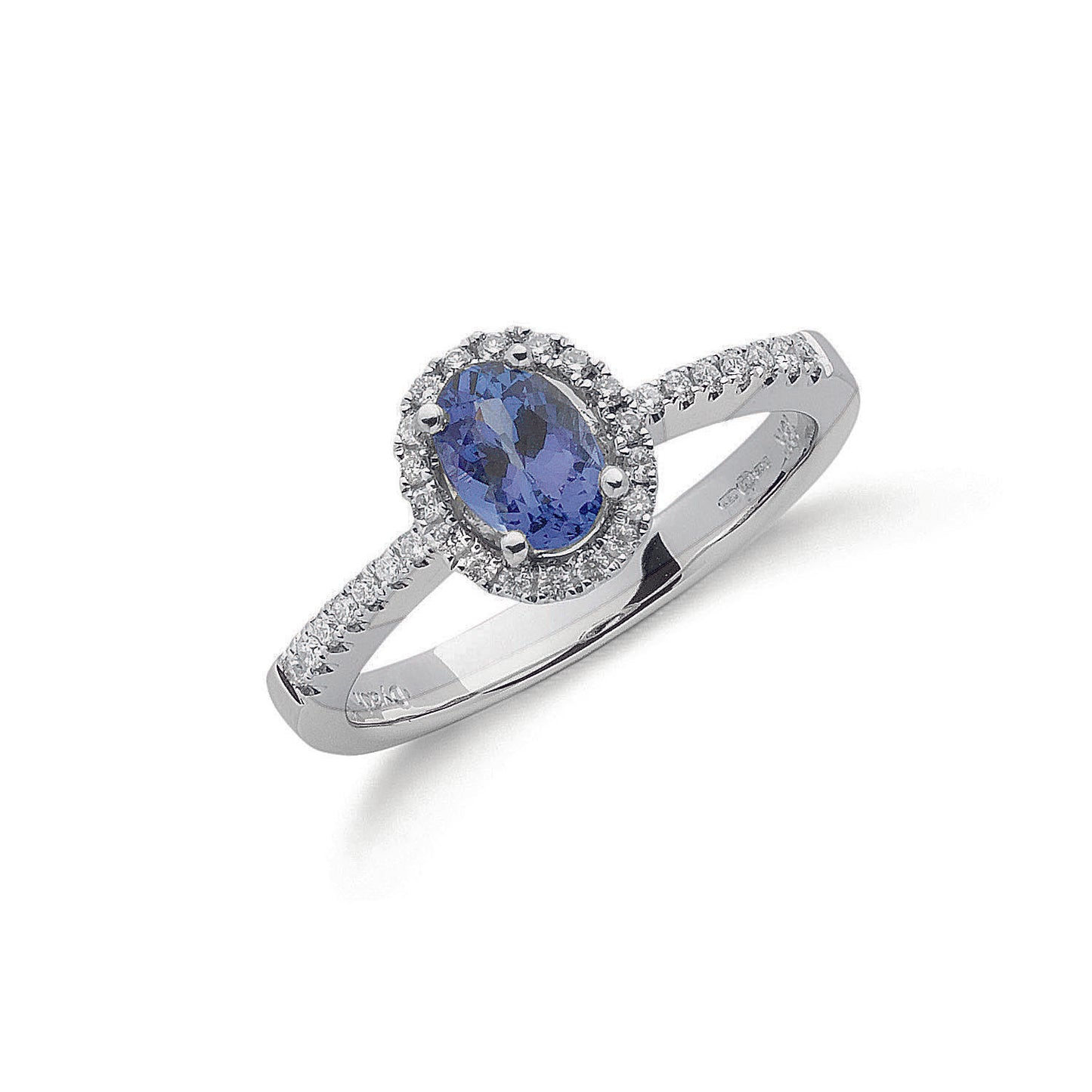 18ct White Gold 0.19ct Diamond & 0.60ct Tanzanite Ring
