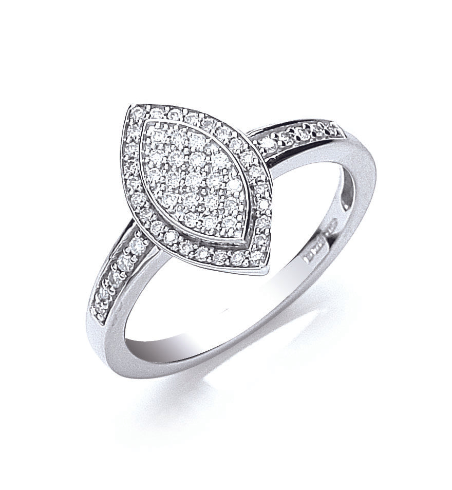 18ct White Gold Pave Set 0.25ct Diamond Ring