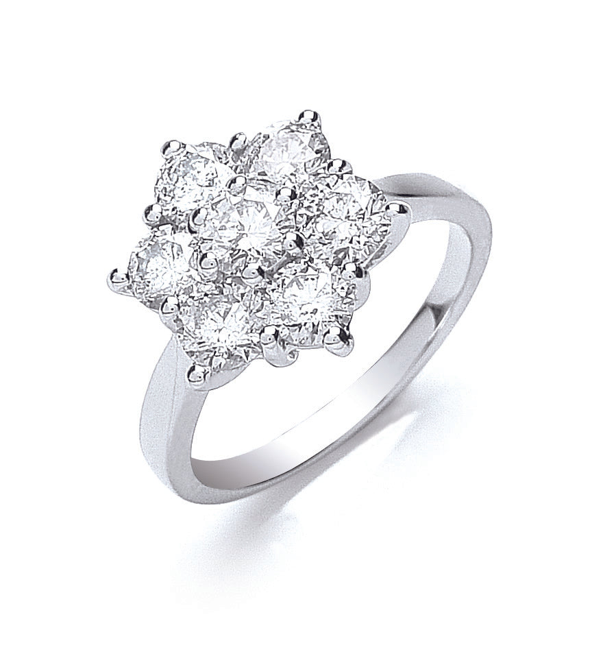 18ct White Gold 7 Stones D.2.0ct White Cluster Diamond Ring