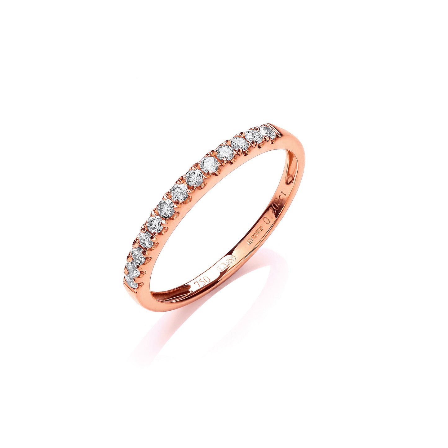 18ct Rose Gold 0.20ct White Half Eternity Ring