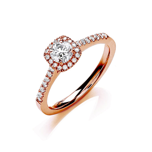 18ct Rose Gold 0.50ct White Certificated Engagement Ring