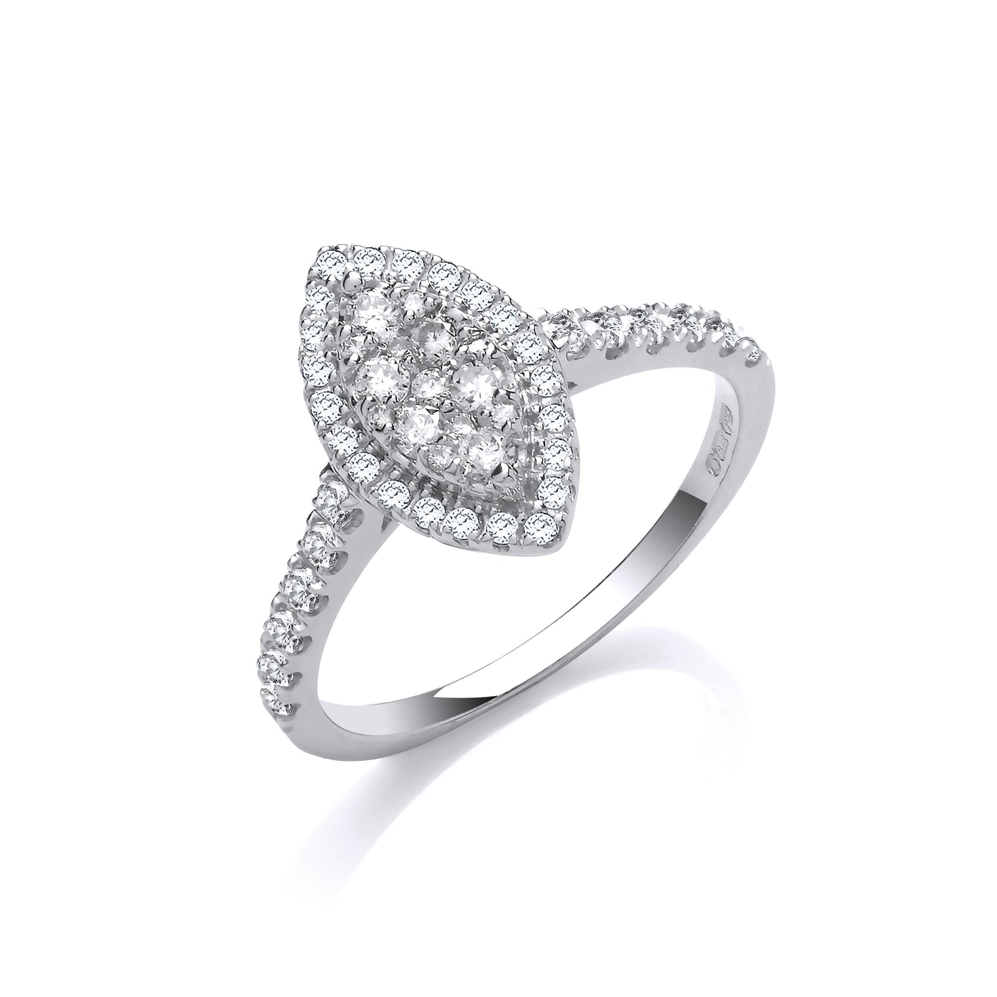 9ct White Gold Marquise Shaped Cluster 0.50ct Diamond Ring