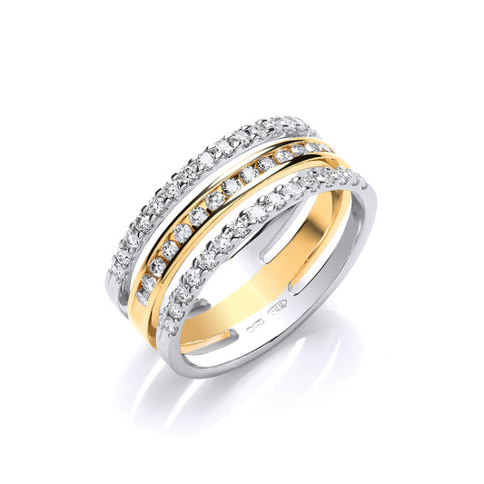 18ct 2 Colour 3 Band 0.50ct Diamond Ring